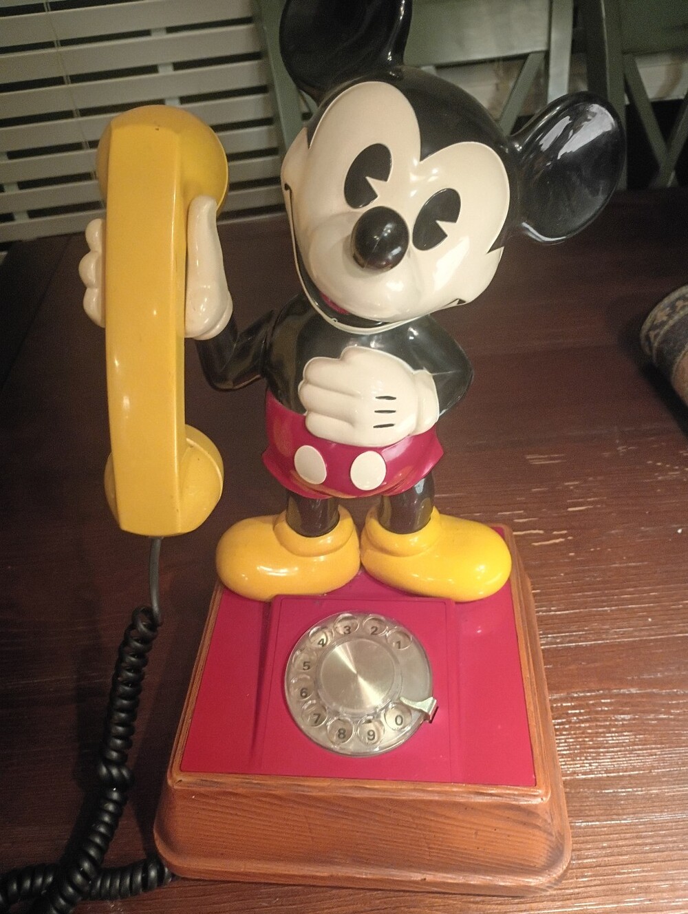 Vintage Standing THE MICKEY MOUSE PHONE 70's Rotary Dial  WORKS TESTED